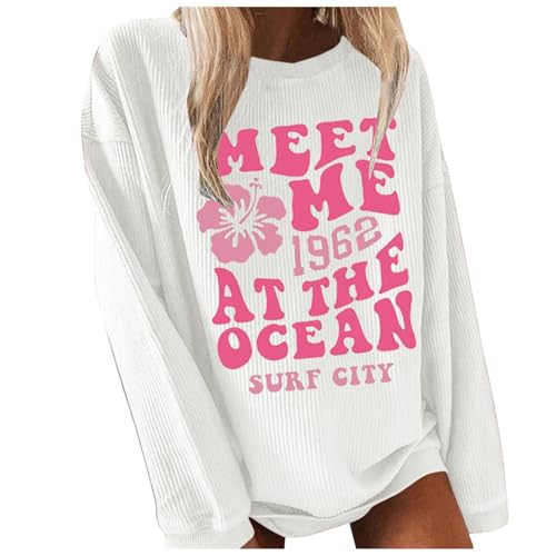 Pullover Damen Sweatshirt Langarmshirt Herbst Winter Bluse Tops Elegant Rundhals Oberteile Lässiges Sweatshirt Y2K Pulli Lässige Oberteile von Dapei