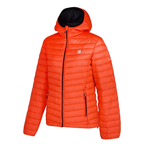 Dare 2b Damen Elative Premium Duck Down Fill Water Repellent Packaway Hooded Active Winter Jacket with Zipped Lower Pockets and Adjustable Fit Jacke, Fiery Coral, 32 von Regatta