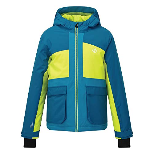 Dare 2b Kinder Esteem Waterproof Breathable Adjustable Cuffs Reflective Detail Jacket Jacken, Petrolblau/Lime, 11-12 von Dare 2b