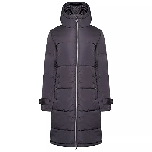 Dare 2b Reputable Long II Womens Long Coat Jacket wasserabweisendes recyceltes Material - durchgehender Reißverschluss mit 2 niedrigen Reißverschlusstaschen, Kapuze und verstellbaren Bündchen von Dare2b