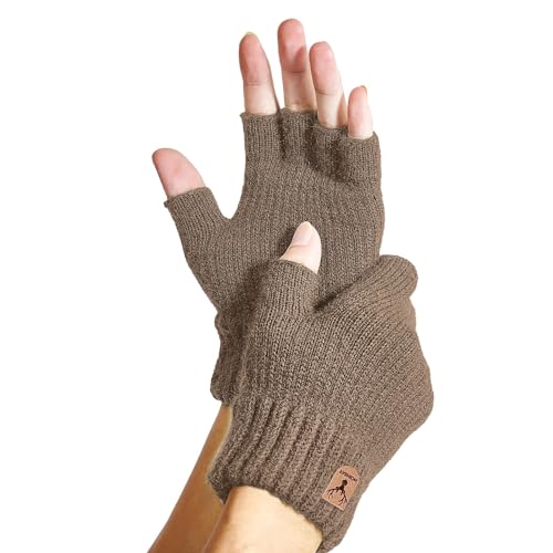 Darringls Thermisch Fingerlose Handschuhe - Damen und Herren Strick Weich Flauschig Handschuhe fingerlos Laufen Radfahren Touchscreen Winterhandschuhe für Skifahren Radfahren Arbeit von Darringls