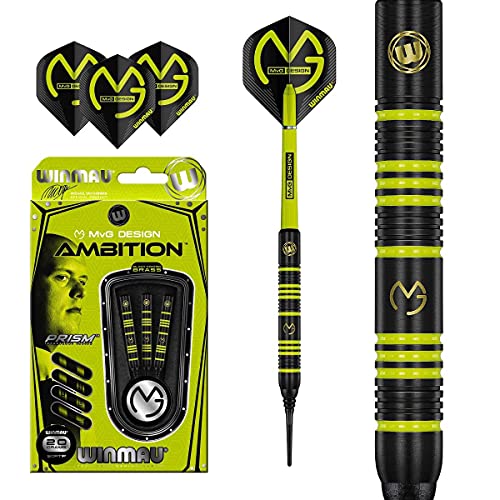 Winmau Michael Van Gerwen Ambition Dartpfeile aus beschichtetem Messing, weiche Spitze, 20 g, MVG Winmau Michael Van Gerwen Ambition Dartpfeile aus beschichtetem Messing, weiche Spitze, 20 g, MVG von Dartfellas