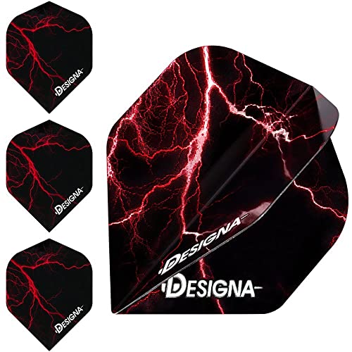 Darts Corner Designa Darts Lightning Bolt Dart Flights | Standard Nr. 2 | Metallic | Rot (10 Sets à 3) von Darts Corner