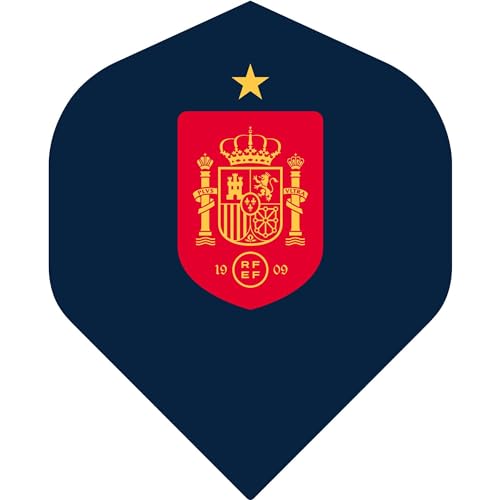 Darts Corner RFEF Espana International Football Team Dart-Flights, offizielles Lizenzprodukt Spanien, Standard Nr. 2, 100 Mikron Flight F2, Blau, 1 Set mit 3 Flights (F4012) von Darts Corner