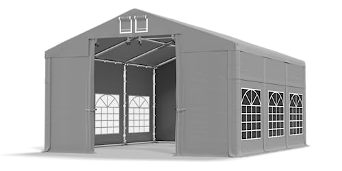 DAS Company Partyzelt Grau 5x6x2,5m Wasserfest 560g/m² PVC Plane Winterbau - Zeltgarage - Lagerzelt Winterfest - Dachzelt Hartschale - Pavillon - Zeltgarage - Winterzelt von Das Company