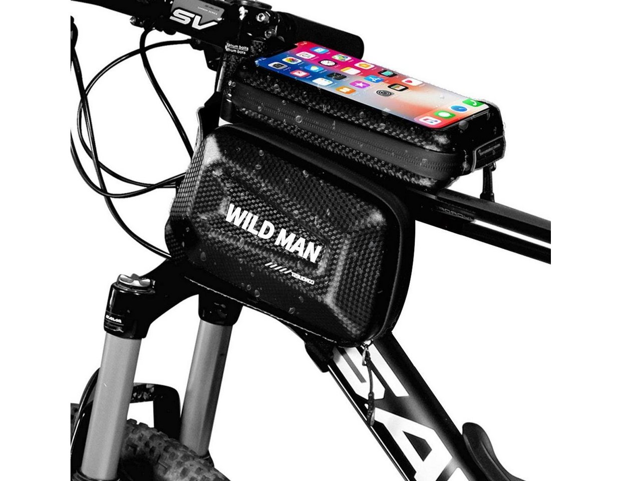 Daskoo Rahmentasche Fahrrad Rahmentasche,Fahrradtasche Lenkertasche, Handy Oberrohrtasche für Smartphone unter 6,5 Zoll von Daskoo