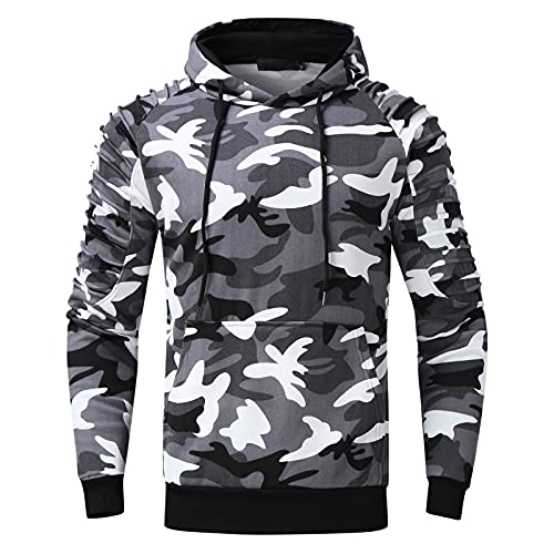 Dasongff Camouflage Pullover Herren Kapuzenpullover Sweatshirt Hoodies mit Kapuzen Sweatjacke Top Bluse Trainingsanzüge Sport Fitness Training Basic Langarmshirt Männer Herbst Winter Casual von Dasongff