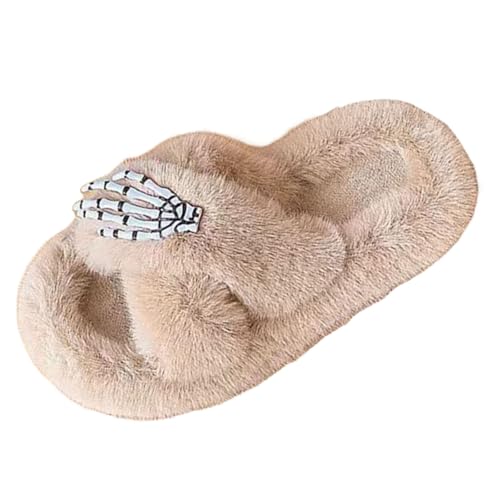 Dasongff Damen Hausschuhe mit Fussbett Sommer, Frauen Memory Foam Herren,Women Plüsch Pantoffeln rutschfeste Dicke Sohle für Einfarbig Schlafzimmer Winter Slippers für Drinnen Draußen von Dasongff