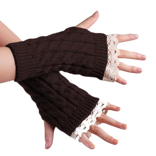 Dasongff Handschuhe Damen,Winterhandschuhe Herren,Halbfinger Winter Gestrickte Handschuhes Sport Klassische Fausthandschuhe Strickhandschuhe Geschenke Für Frauen Weihnachten von Dasongff