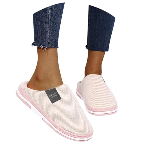 Dasongff Hausschuhe Damen rutschfest, Unisex Flache Dicke Sohle Hüttenschuhe Baumwolle Flauschige Hauspantoffeln Schlappen Für Frauen Retro Mode Filz Pantoffeln Puschen Women Slippers von Dasongff