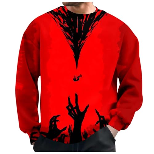 Dasongff Herren Hoodie Mit ReißVerschluss, Männer Halloween Casual Hoodies Jacken Sweatshirts Totenköpfe Ohne Kapuze Muster Leichte Pullover Warmer Kapuzenpullover Langarm Sweatshirt von Dasongff