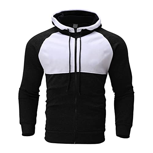 Dasongff Hoodie Herren ReißVerschluss, Männer Jogginganzug Sweatshirt mit Brief Langärmelig Casual Kapuzenpullover Farbblock Unisex Outdoor Long Sleeves Kapuzenjacke Langarmshirt von Dasongff