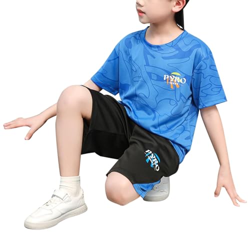 Dasongff Jungen Bekleidung, Schnelltrockend T-Shirt und Shorts Set Kinder Kleidung Sommer Loungewear Lässiges Top mit Kurze Hose Trainingsanzug Schlafanzug Outfit Sportbekleidung von Dasongff