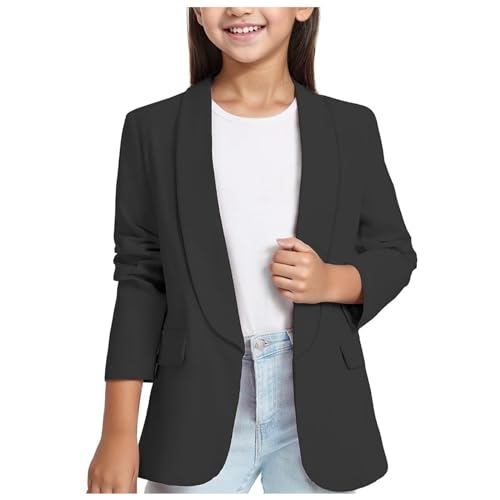 Dasongff Kinderkleidung Mädchen, Blazer für Kinder Elegant Anzug für Mädchen Casual Revers Langarm Mode Jacke Arbeitsanzug Atmungsaktive Bequeme Oberteile Kostüme Kleider von Dasongff