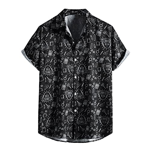 Dasongff Leinenhemd Herren Kurzarm Henley Shirt Männer Einfarbig Freizeithemd Übergröße Sommer Casual Hemden Leichte Atmungsaktives Bequem Leinen Sommerhemden Loose Fit 3D Drucken Hawaiihemd von Dasongff