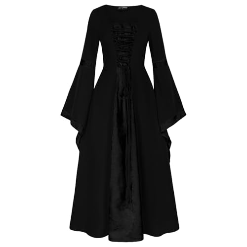 Dasongff Mittelalterliches Kostüm Damen, Renaissance-Kleid für Frauen Gotisches Ballkleider Vintage mit Lang Ärmeln Halloween-Kleider schwingendes Goth-Kleid Partykleid Tunikakleid von Dasongff