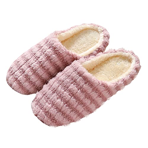 Hausschuhe Damen Memory Foam, Unisex Flache Hüttenschuhe Flauschige Weiche Sohle Baumwolle Schlappen Für Frauen Retro Mode Filz Pantoffeln Puschen Women Slippers von Dasongff