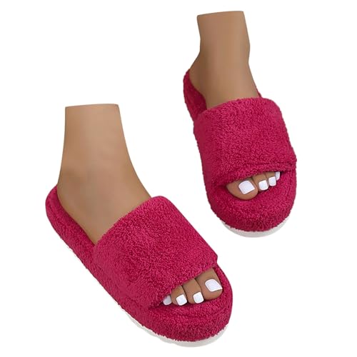 Hausschuhe Damen Weiß 2024 Warm Pantoffeln Fellschuhe Flache Plüsch Hüttenschuhe Puschen Schlappen Für Indoor & Outdoor Winter Filzpantoffel Hüttenschuhe Wolkenslipper von Dasongff