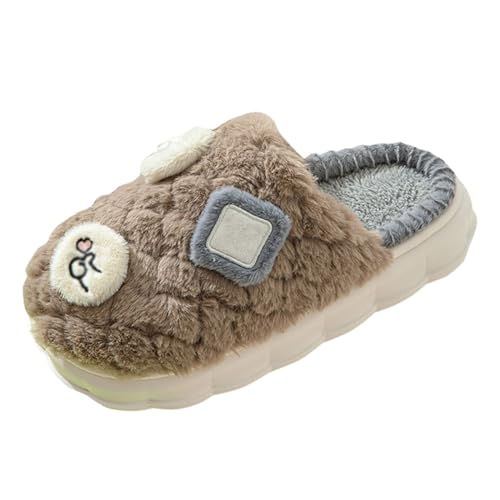 Hausschuhe Damen Winter Warm, Frauen Winter Plüsch Women Leicht Casual Wärme Baumwolle Bequem rutschfeste Indoor Pantoffeln Schlappen Hauspantoffeln Slide Schuhe von Dasongff