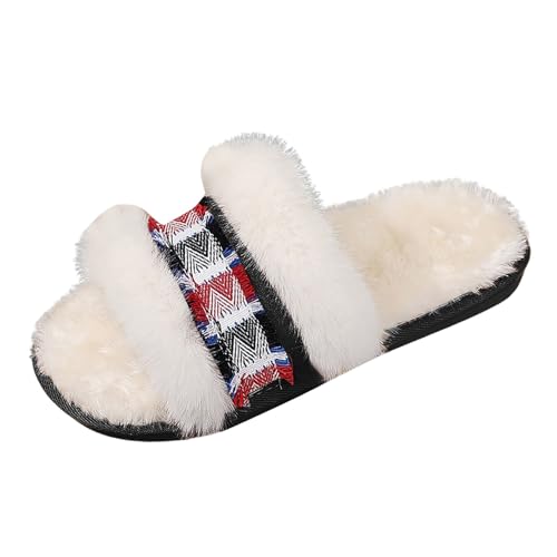 Hausschuhe Damen Winter Warme Bequeme Pantoffeln Weiche Einfarbig Baumwolle Gemütlich Plüsch rutschfeste Drinnen und Draußen Flache kuschelige Hausschuhe Hause Slippers von Dasongff