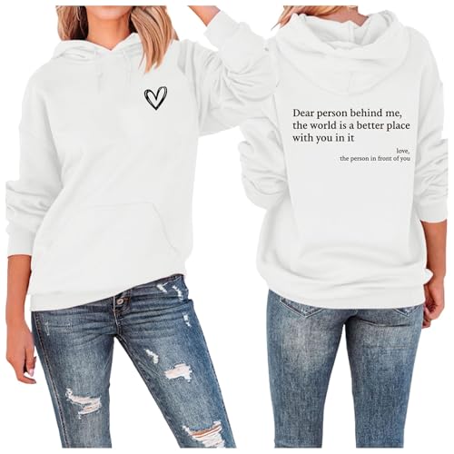 Hoody Jacke Damen Mit Kapuze, Longshirt Frauen Sport Langarm Sweatshirt Basic Pullover Herz Druck Langarmshirt Locker Casual Oberteil Winter Pulli Teenager Mädchen Streetwear von Dasongff