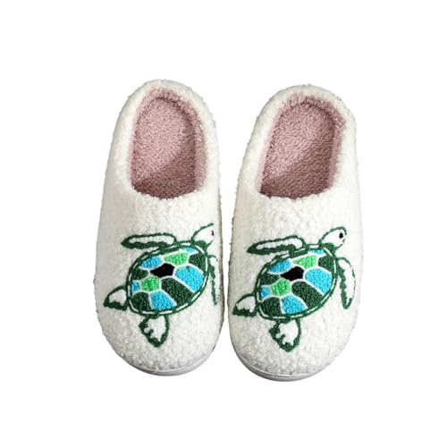 Winter Hausschuhe Damen, Unisex Plüsch Pantoffeln rutschfeste Flache Hüttenschuhe Flauschige Schlappen Für Frauen Bequeme Hauspantoffeln Flache Slippers Indoor Outdoor von Dasongff