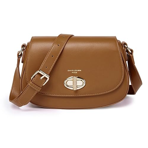 DAVID JONES - Damen-Umhängetasche – Handtasche mit Kreuzschulter, Kunstleder – Tasche mit Klappdeckel Drehkreuz – elegante Stadttasche für Telefon, Arbeit, Reisen, Abendmode, Cognac-Braun, one size, DAVID JONES - Damen-Umhängetasche – Handtasche mit Kreuzschulter, Kunstleder – Tasche mit Klappdeckel Drehkreuz – elegante Stadttasche für Telefon, Arbeit, Reisen, Abendmode, Cognac-Braun, one size, von David Jones