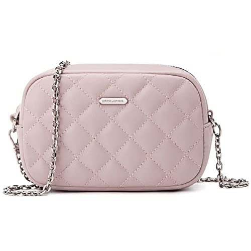 David Jones - Dämen Kleine Umhängetasche - Frau Mini Handtasche PU Leder - Handy Tasche Multi Taschen Reißverschluss - Kette Crossbody Bag Viele Fächer - Abendtasche Clutch Party Elegant Rosa von David Jones