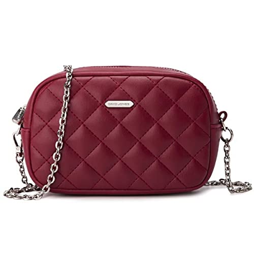 David Jones - Dämen Kleine Umhängetasche - Frau Mini Handtasche PU Leder - Handy Tasche Multi Taschen Reißverschluss - Kette Crossbody Bag Viele Fächer - Abendtasche Clutch Party Elegant Rot von David Jones