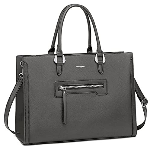 David Jones - Damen Große Handtasche - Frau Schule Büro Arbeit Aktentasche Henkeltasche - PU Leder Viele Fächer Taschen Arbeitstasche - Schultertasche Business Umhängetasche Tote Shopper - Grau von David Jones