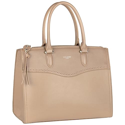 David Jones - Damen Große Handtasche - Frauen Henkeltasche PU Leder - Tote Shopper Bag Elegante - Schultertasche Umhängetasche Viele Fächer Taschen Arbeit City - Mode Stilvoll Klassisch - Taupe Braun von David Jones