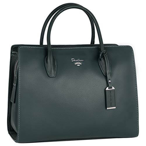 David Jones - Damen Große Handtasche Henkeltasche - Tote Shopper PU Leder - Schultertasche Viele Fächer Multi Pocket - Zip Umhängetasche - Frau Elegante City Tasche - Mode Arbeit Büro - Grün von David Jones