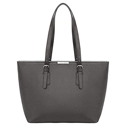 David Jones - Damen Shopper Handtasche - Frau Henkeltasche Große Tote PU Leder - Tasche Schultertasche Büro Schule Einkauf Shopping Bag - Large Aktentasche Arbeitstasche A4 Laptop Elegant - Grau von David Jones