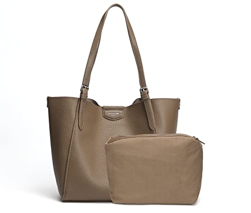 David Jones - Damen Shopper Set 2 Stück - Frau Handtasche Schultertasche PU Leder Lange Henkel - Tote Tasche mit Mäppchen - Große Tragetasche Arbeit Reise Schule Büro Shopping A4 Mode - Braun Taupe David Jones - Damen Shopper Set 2 Stück - Frau Handtasche Schultertasche PU Leder Lange Henkel - Tote Tasche mit Mäppchen - Große Tragetasche Arbeit Reise Schule Büro Shopping A4 Mode - Braun Taupe von David Jones