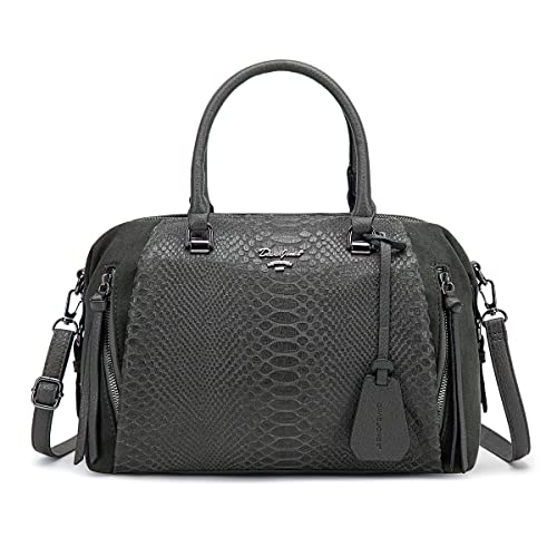 David Jones - Damen Handtasche Bowling - Frau Tasche PU Leder Schlange - Elegante Henkeltasche - Schultertasche Viele Fächer Mehrere Taschen - Umhängetasche Tote Shopper Mode Elegant - Grau David Jones - Damen Handtasche Bowling - Frau Tasche PU Leder Schlange - Elegante Henkeltasche - Schultertasche Viele Fächer Mehrere Taschen - Umhängetasche Tote Shopper Mode Elegant - Grau von David Jones