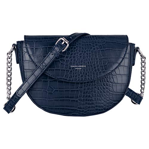 David Jones - Damen Kleine Krokodil Umhängetasche - Frauen Schultertasche PU Leder Halbe Runde Halbmond - Messenger Crossbody Bag Pochette Clutch Citytasche Abendtasche Mode Elegante - Blau von David Jones