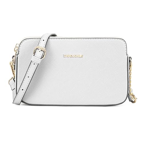 David Jones - Damen Kleine Umhängetasche - Frau Handytasche PU Leder - Ketten Handtasche Tasche mit 3 Fächern - Elegante Schultertasche Crossbody Bag Shopping Abend Party Trend - Weiß David Jones - Damen Kleine Umhängetasche - Frau Handytasche PU Leder - Ketten Handtasche Tasche mit 3 Fächern - Elegante Schultertasche Crossbody Bag Shopping Abend Party Trend - Weiß von David Jones
