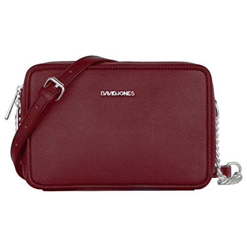 David Jones - Damen Kleine Umhängetasche - Frau Quadratische Handtasche PU Leder - Kette Schultertasche Elegant Crossbody Bag - Handy Tasche Mini Abendtasche Party Clutch Pochette Mode - Bordeaux Rot von David Jones