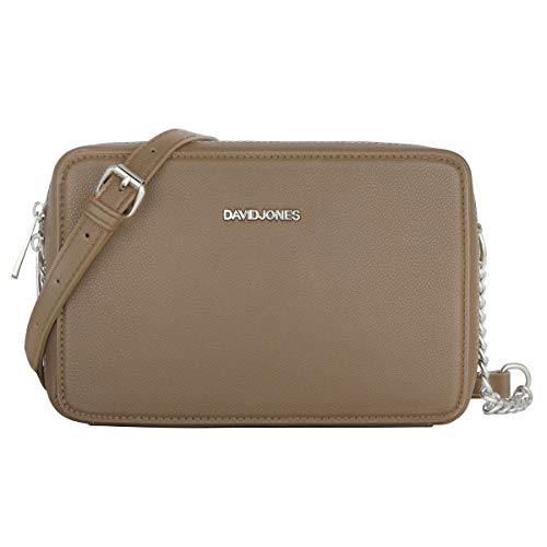 David Jones - Damen Kleine Umhängetasche - Frau Quadratische Handtasche PU Leder - Kette Schultertasche Elegant Crossbody Bag - Handy Tasche Mini Abendtasche Party Clutch Pochette Mode - Taupe Braun von David Jones