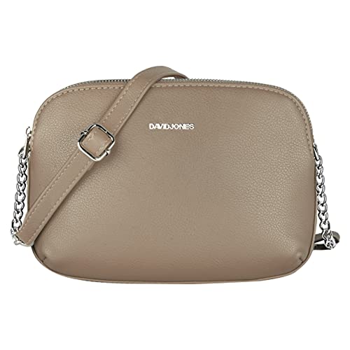 David Jones - Damen Mittelgroße Umhängetasche Viele Fächer - Frau Kleine Schultertasche Zip Reißverschluss PU Leder - Multi Taschen Handtasche - Messenger Crossbody Bag Handy Praktisch Mode - Beige von David Jones