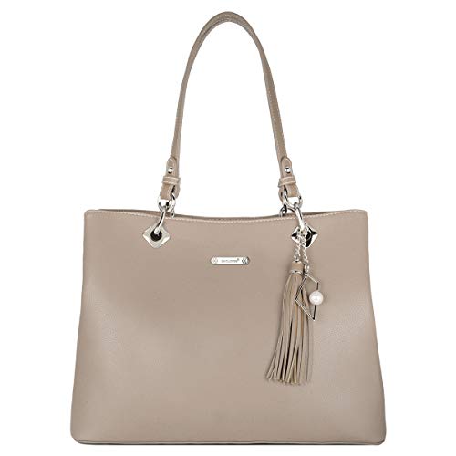 David Jones - Damen Schultertasche Weiche PU Leder - Frauen Große Tote Shopper Bag Lange Henkel - Handtasche Henkeltasche Tragetasche Elegante Arbeit City Alltags Shopping Reise Mode - Beige von David Jones