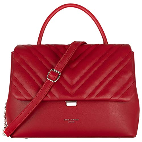 David Jones - Damen Umhängetasche - Frau Handtasche Gesteppte PU Leder - Steppmuster Tasche Mittelgroße Schultertasche - Top Griff Henkeltasche Elegante Satchel Crossbody Bag Mode Party - Rot von David Jones