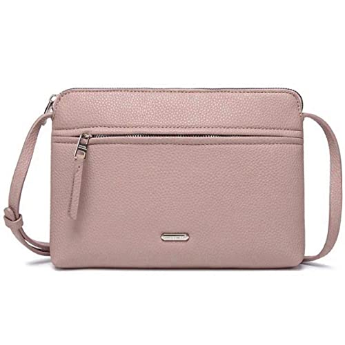 David Jones - Damen Umhängetasche - Kleine Flache Handtasche PU Leder - Tasche Klassiche Elegante Beuteltasche Reise Shopping Handytasche Arbeit Clutch Party - Rosa von David Jones