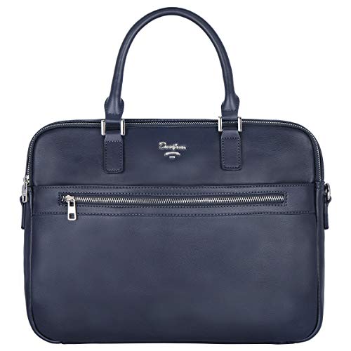 David Jones - Herren Aktentasche - Mann Business Tasche PU Leder Arbeitstasche - 15 Zoll Laptoptasche Große Umhängetasche - A4 Schultertasche Henkeltasche Handtasche Messenger Arbeit Büro - Blau von David Jones