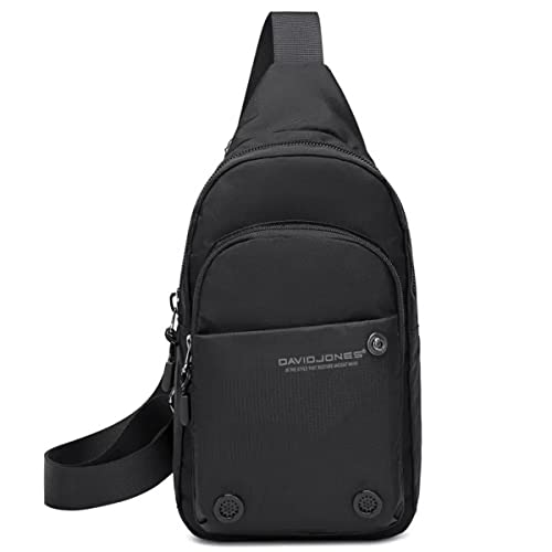 David Jones - Herren Umhängetasche Nylon - Pilotentasche Sling Bag - Schwarz 2 von David Jones