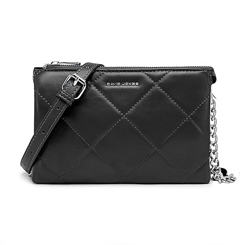 David Jones - Damen Kleine Gesteppte Umhängetasche - Frau Kette Schultertasche Steppmuster PU Leder - Handtasche Abendtasche Clutch Pochette Crossbody Bag - Tasche Elegante Flache Handy Party Schwarz David Jones - Damen Kleine Gesteppte Umhängetasche - Frau Kette Schultertasche Steppmuster PU Leder - Handtasche Abendtasche Clutch Pochette Crossbody Bag - Tasche Elegante Flache Handy Party Schwarz von David Jones