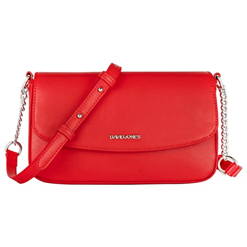 David Jones - Kleine Umhängetasche Damen - Crossbody Bag PU Leder - Frau Kette Schultertasche Rechteckige Tasche - Abendtasche Handy Handtasche Clutch Kettentasche - Elegant Reise Party - Rot von David Jones