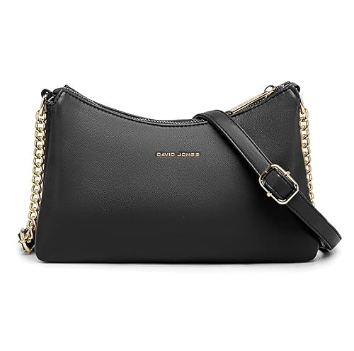 David Jones - Damen Kleine Umhängetasche - Frau Kette Tasche Schultertasche PU Leder Multi Taschen - Handtasche Flache Viele Fächern Crossbody Bag Clutch - Handy Party Abendtasche Mode - Schwarz David Jones - Damen Kleine Umhängetasche - Frau Kette Tasche Schultertasche PU Leder Multi Taschen - Handtasche Flache Viele Fächern Crossbody Bag Clutch - Handy Party Abendtasche Mode - Schwarz von David Jones