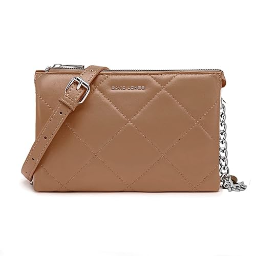 David Jones - Damen Kleine Gesteppte Umhängetasche - Frau Kette Schultertasche Steppmuster PU Leder - Handtasche Abendtasche Clutch Pochette Crossbody Bag - Tasche Elegante Flache Handy Party - Rosa von David Jones