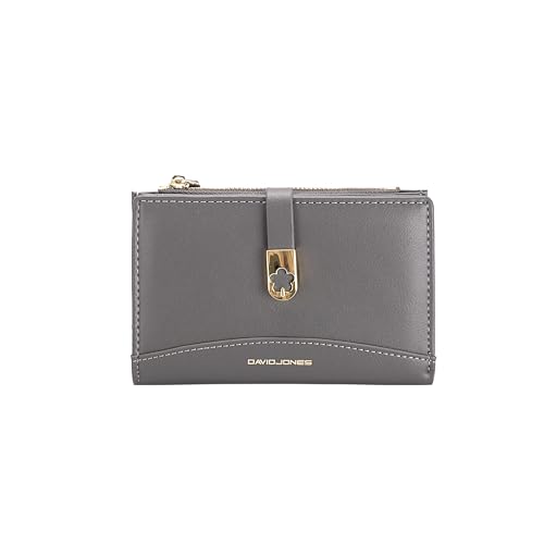 David Jones Paris – Geldbörse für Damen – mehrere Fächer – Kunstleder mit Reißverschluss – Damen Mode Klassisch Trend, Stahlgrau, Porte Feuille - L14 * H9 * P2 CM, Geldbörse und Geldbörse aus weichem von David Jones